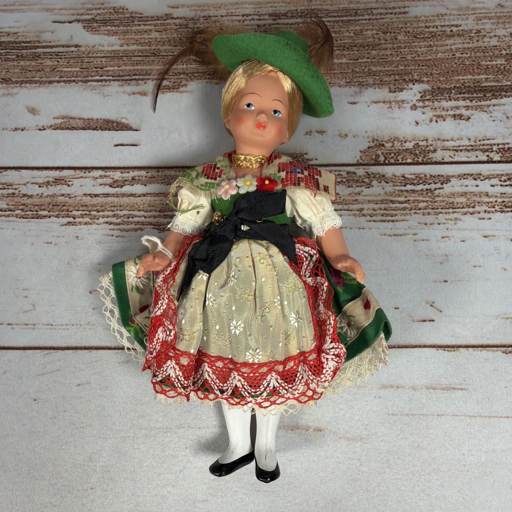 Vintage German Schmider Trachten Doll 9 In Rosel Berchtesgaden Bavarian Dirndl